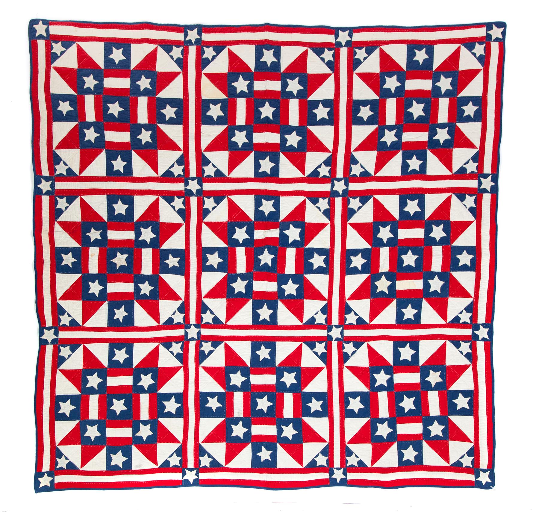 Appraisal: AMERICAN PATRIOTIC QUILT First half th century Red white and