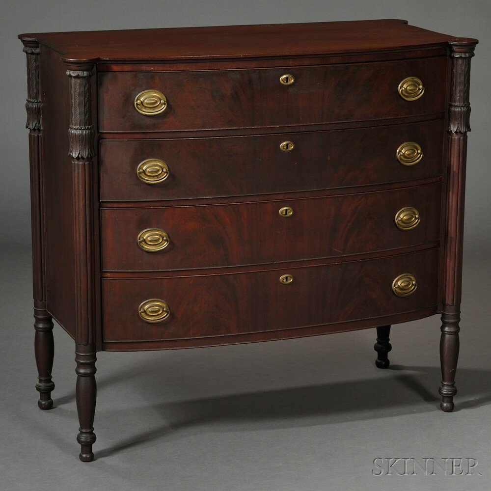 Appraisal: Federal Carved Mahogany and Mahogany Veneer Bureau Salem Massachusetts c