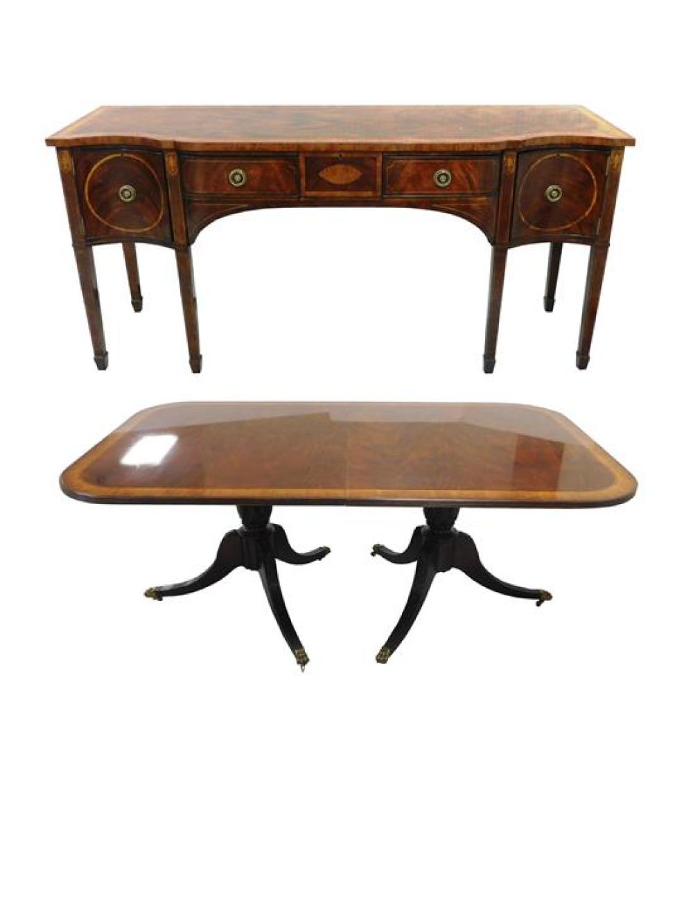 Appraisal: Duncan Phyfe style banquet dining table and side board by