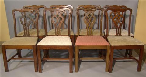 Appraisal: SET OF EIGHT CHIPPENDALE MAHOGANY DINING CHAIRS h in Provenance