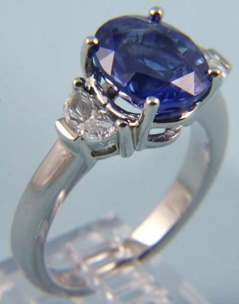 Appraisal: Platinum diamond and natural blue sapphire ring sapphire x x