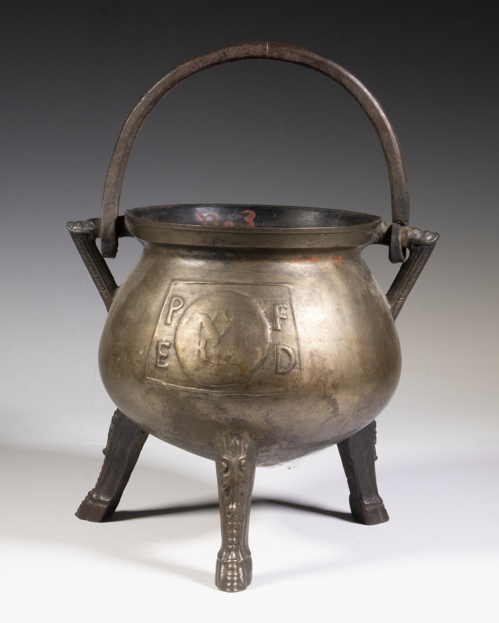 Appraisal: LATE MEDIEVAL BRONZE TRIPOD CAULDRON Late th - Early th