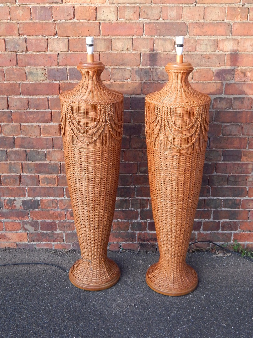 Appraisal: A pair of cane conservatory standard lamps