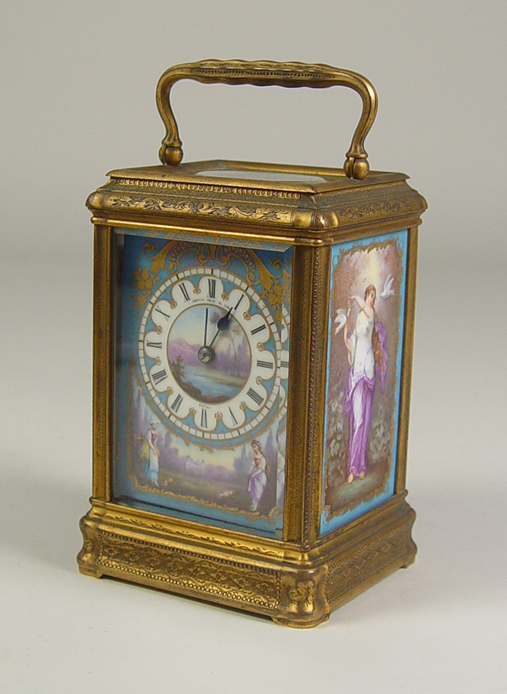 Appraisal: French Miniature Carriage Clock Circa Retailed by Shreve Crump Low