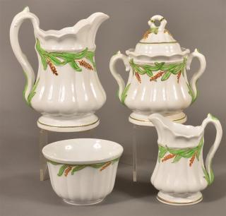 Appraisal: Pcs of Green Wheat Pattern Ironstone China Four Pieces of