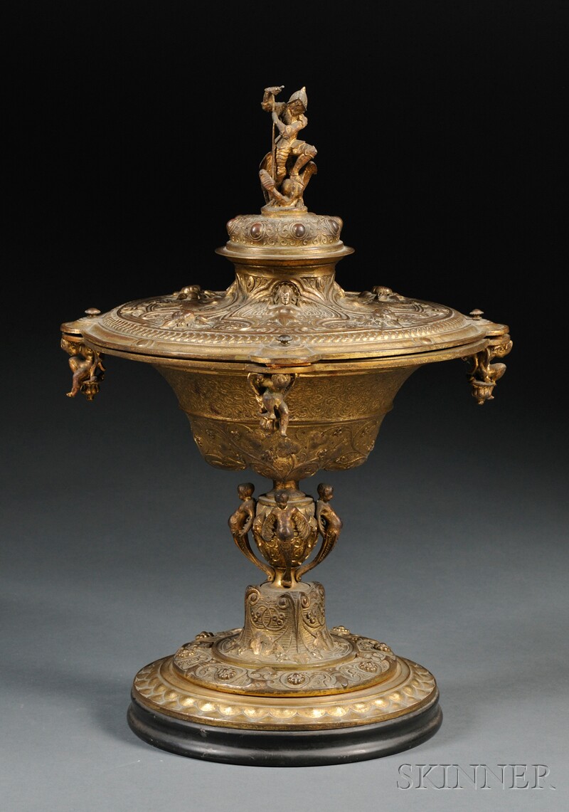 Appraisal: Renaissance-style Gilt-bronze Covered Chalice France or Italy second half th