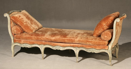 Appraisal: Louis XV Style Gray Painted Beechwood Lit de Repos Circa