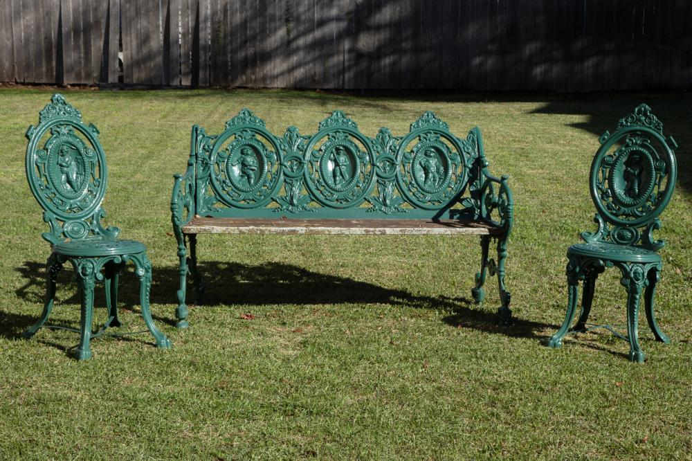 Appraisal: AMERICAN PAINTED METAL GARDEN SUITEAmerican Painted Metal Garden Suite th