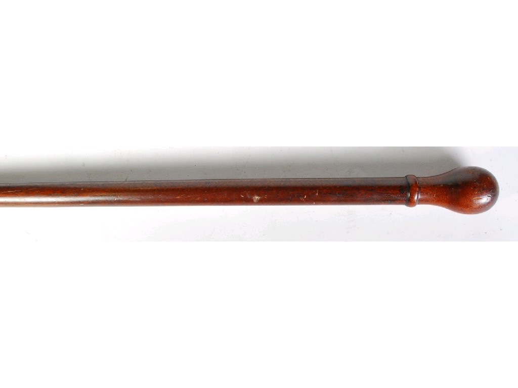 Appraisal: PROBABLY NINETEENTH CENTURY MAHOGANY WALKING STICK