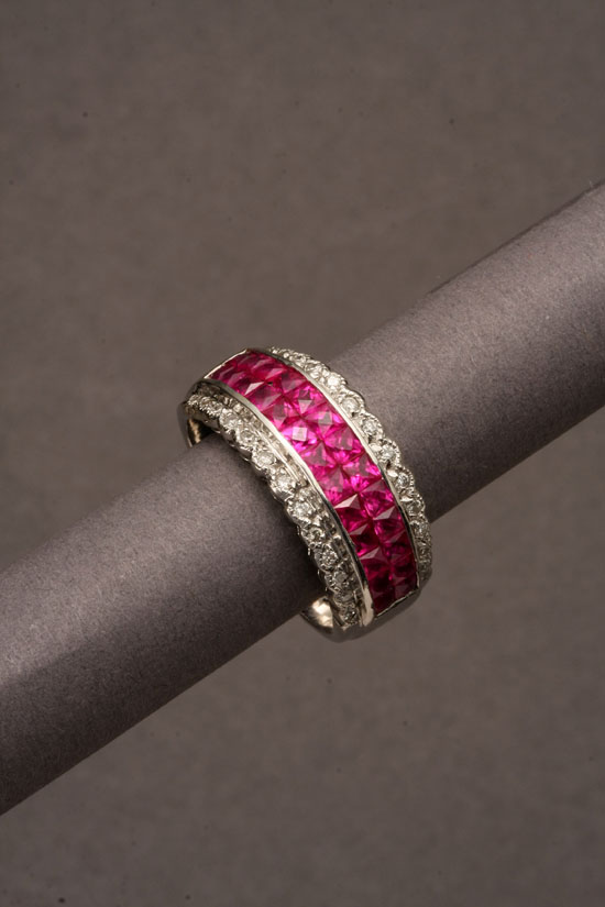 Appraisal: Lot Property of Various Owners -Karat White-Gold Invisibly-Set Ruby and