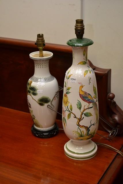 Appraisal: DECORATIVE CHINESE ENAMELLED PORCELAIN LAMP BASE AND ANOTHER LAMP BASE