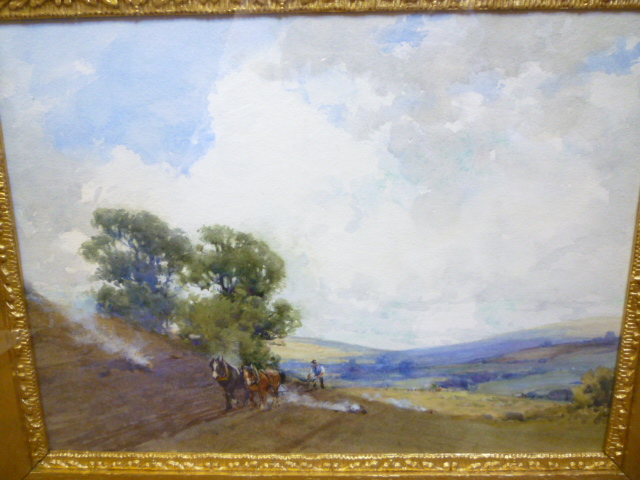 Appraisal: ENGLISH SCHOOL Late th Century Ploughing Scene watercolour and pencil