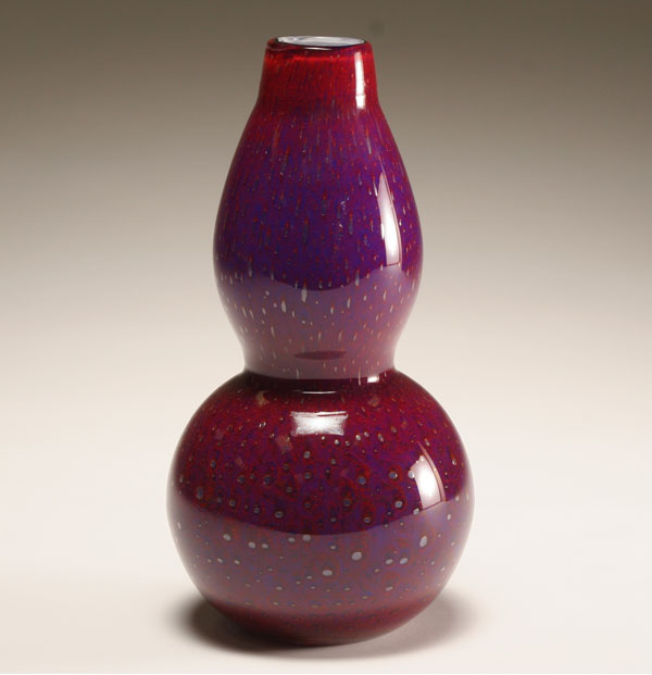 Appraisal: Contemporary purple studio glass vase with trapped air bubbles H