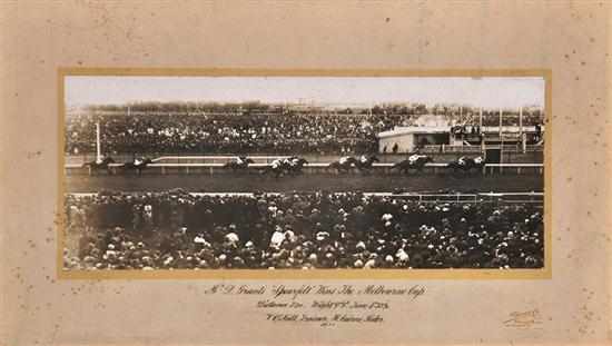 Appraisal: PHOTOGRAPH OF THE FINISH OF THE MELBOURNE CUP WON BY