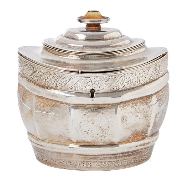 Appraisal: A GEORGE III SILVER TEA CADDY BY SOLOMON HOUGHAM LONDON