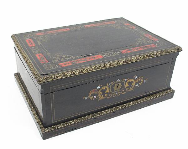 Appraisal: A Napoleon III boulle decorated ebonized box height in width