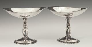 Appraisal: Pair of Arts and Crafts Sterling Compotes by Cell Pair