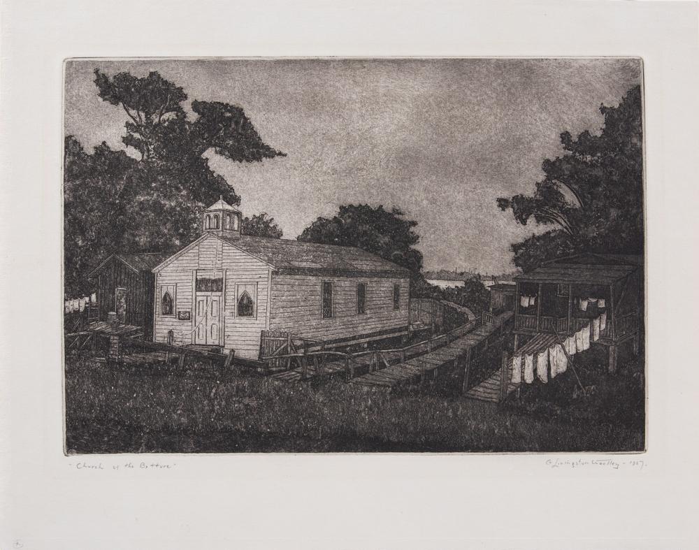 Appraisal: Guy Livingston Woolley American - Church of the Batture etching