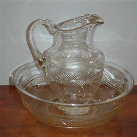 Appraisal: Cut Glass Pitcher and Basin Estimate -