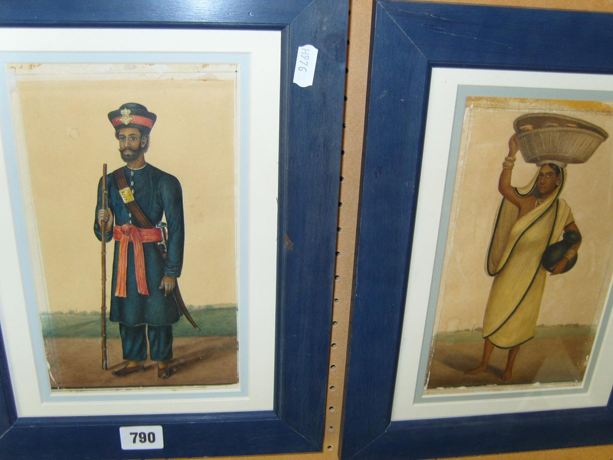 Appraisal: A pair of th century watercolour portraits of Indian characters