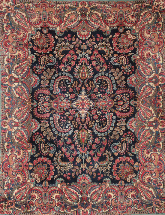 Appraisal: Kerman Rug Second Quarter th Century Blue ground with palmette