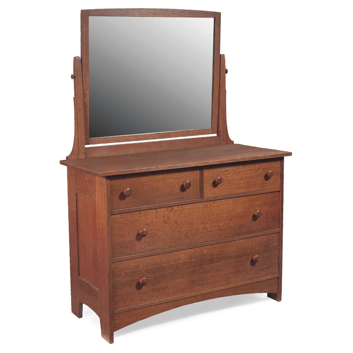 Appraisal: L and JG Stickley dresser adjustable mirror at top above