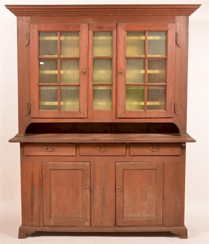 Appraisal: Early th C Lancaster PA Walnut Dutch Cupboard Early th