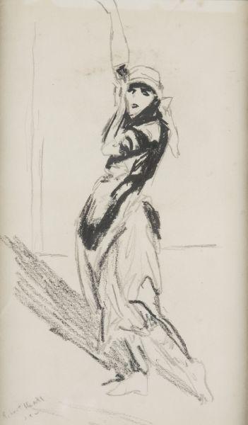 Appraisal: Robert Henri NY - Houri pencil and charcoal drawing on