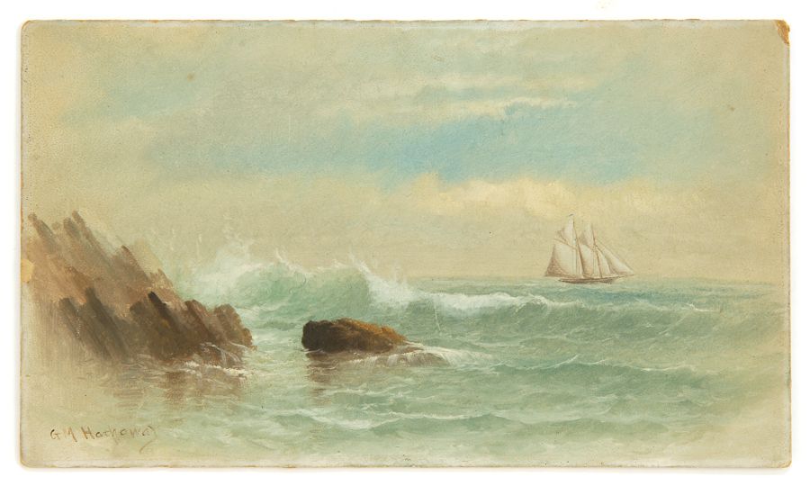 Appraisal: GEORGE M HATHAWAYAmerican - Coastal scene with two-masted schooner Signed