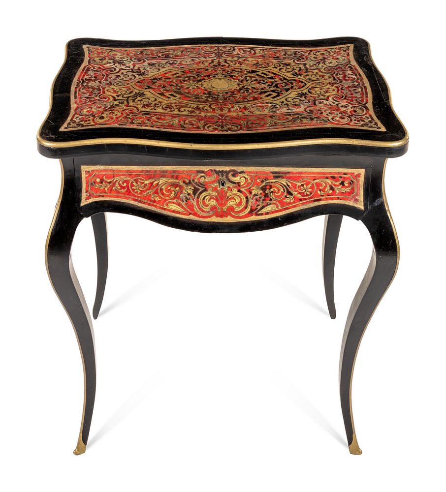 Appraisal: A Napoleon III Style Boulle Marquetry Table A Napoleon III