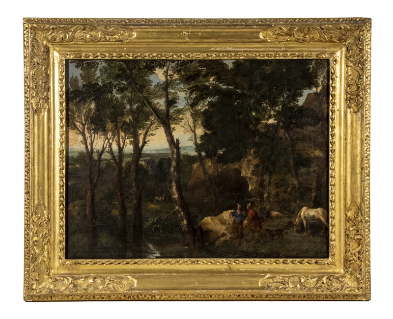 Appraisal: TH C ITALIAN PAINTING Bandit in Landscape oil on linen