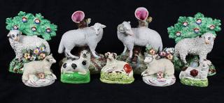 Appraisal: lot of Staffordshire figures of sheep comprising a pair of