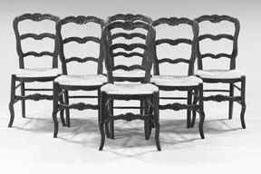 Appraisal: Suite of Six French Provincial Elmwood Dining Chairs of ladderback