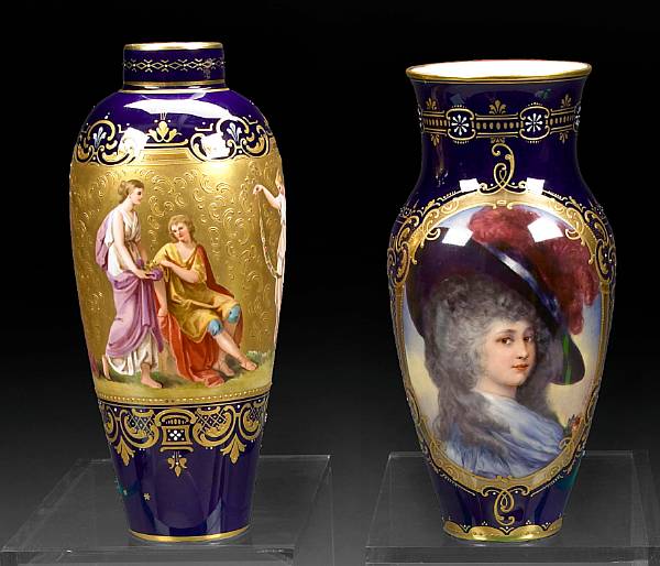 Appraisal: Two Vienna style porcelain vases early th century Each of