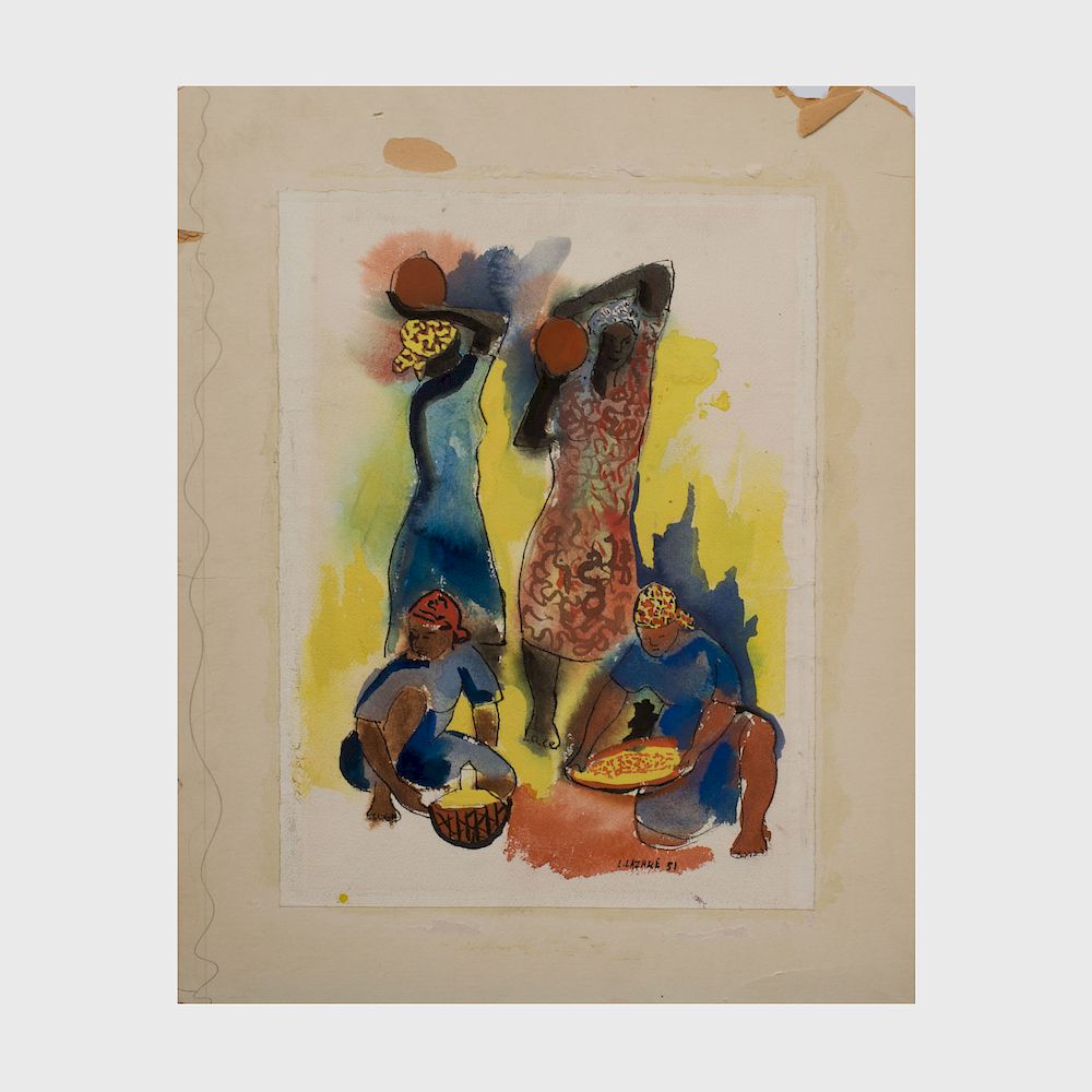 Appraisal: th Century School African Women Watercolor and gouache on paper