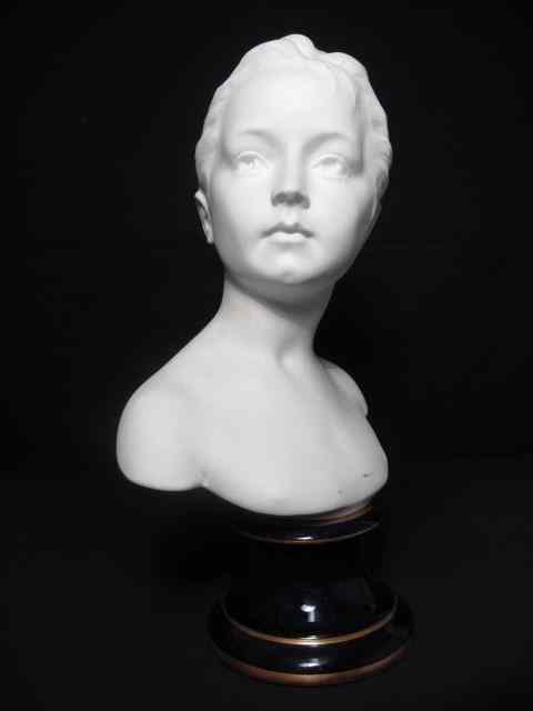 Appraisal: Limoges porcelain bust of a young girl White porcelain bust