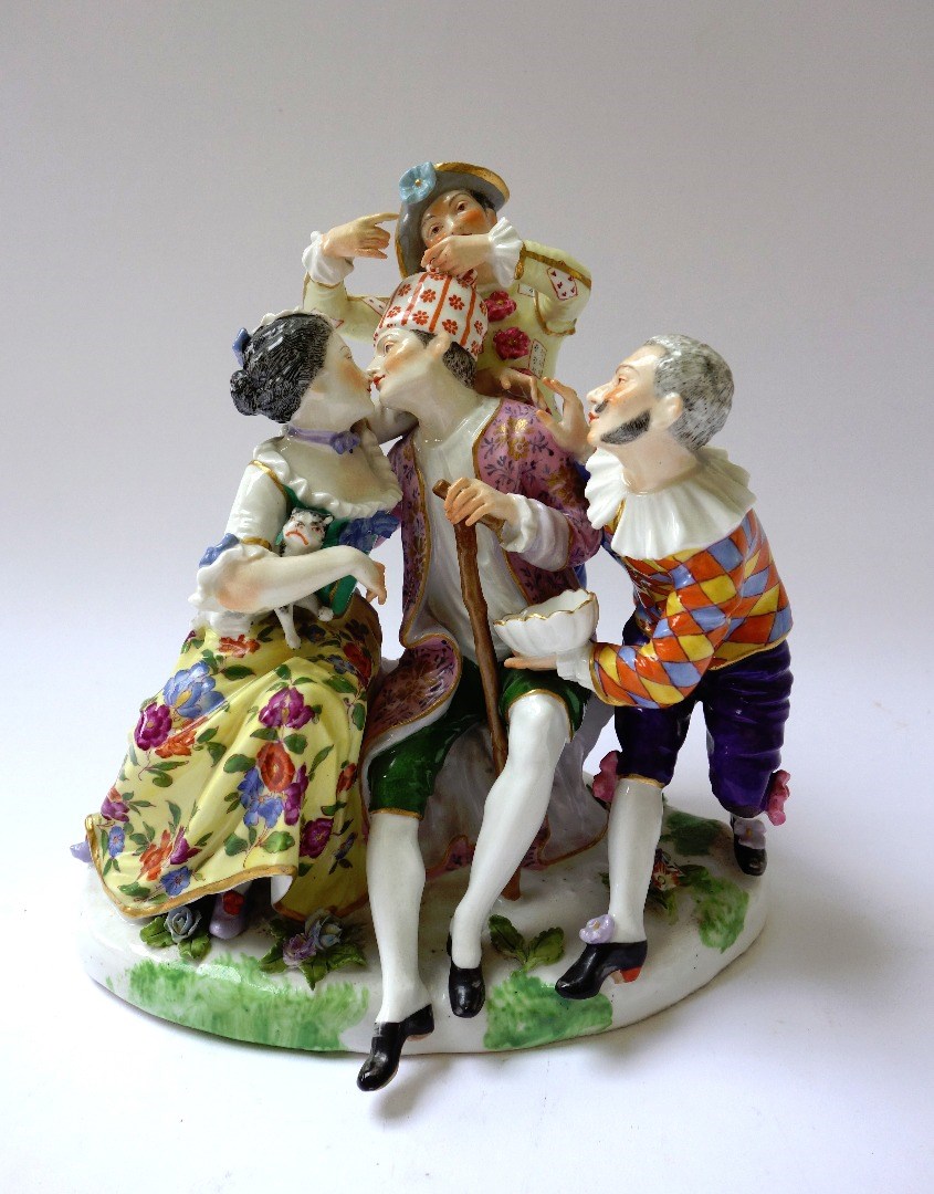 Appraisal: A Continental porcelain figure group of The Mockery of Age'