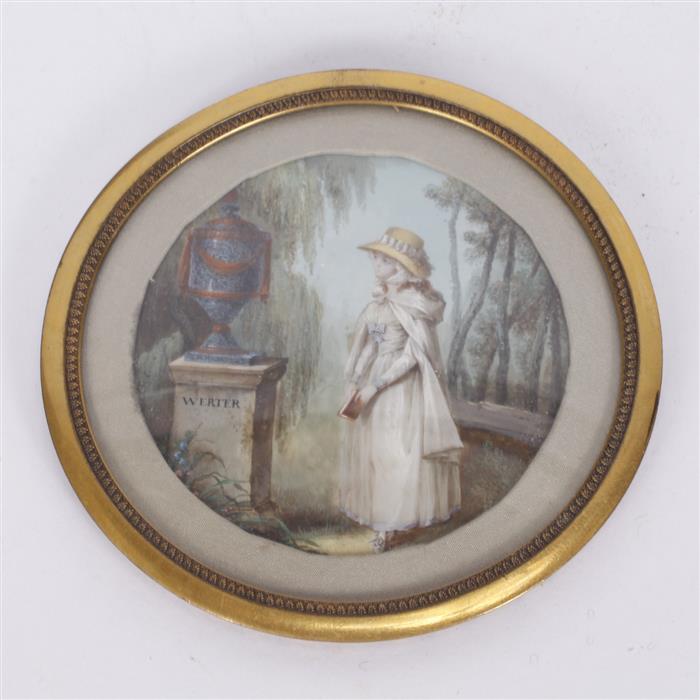 Appraisal: Miniature full portrait on ivory of a woman in mourning