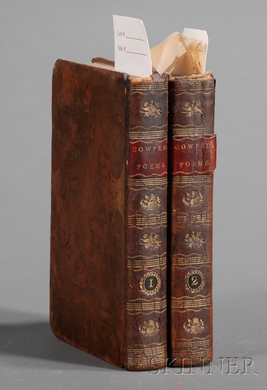 Appraisal: Cowper William - Poems Philadelphia R Carr in two volumes