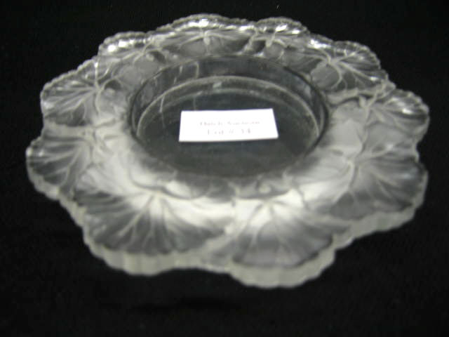 Appraisal: Lalique French Crystal Dish frosted leaf decor