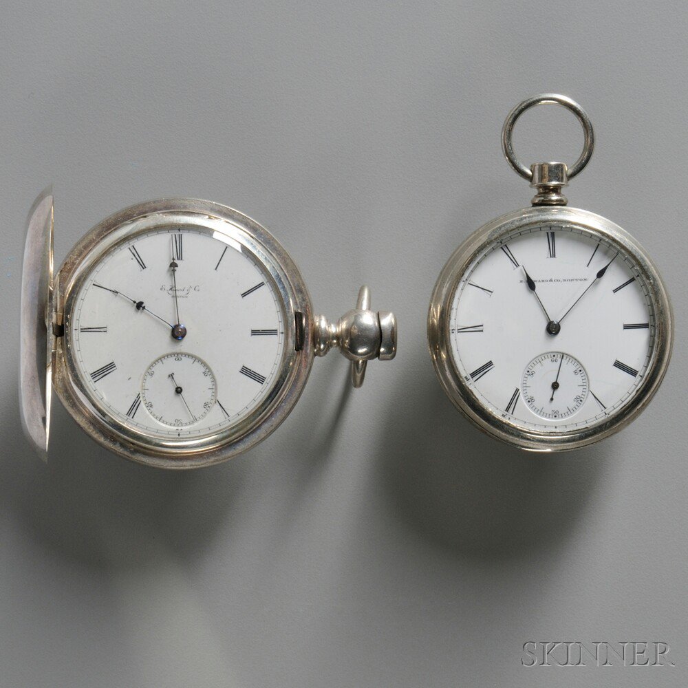 Appraisal: Two Howard Pocket Watches Boston Massachusetts both with porcelain Roman