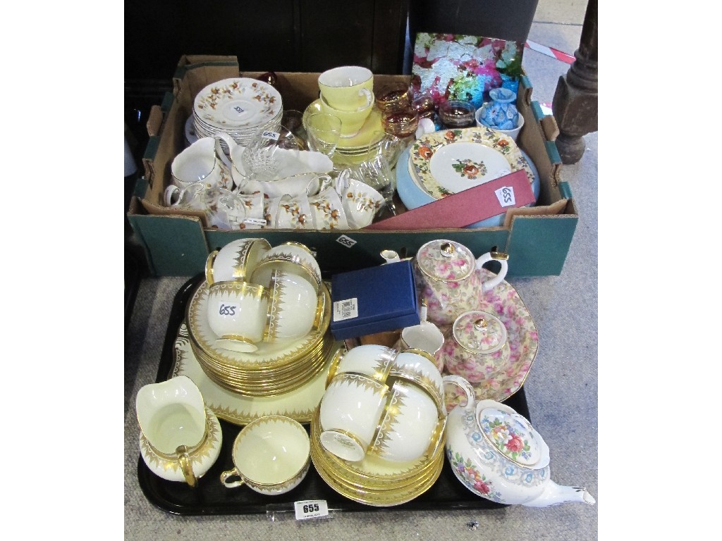 Appraisal: Box and tray of assorted ceramics and teawares