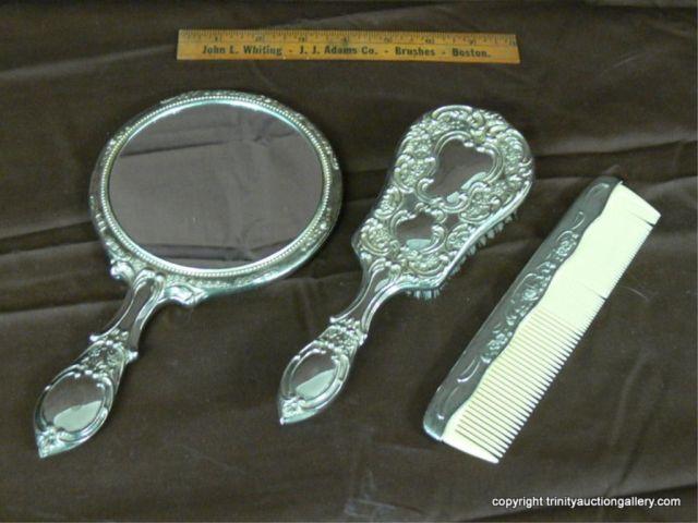 Appraisal: Vintage Silverplate Hand Mirror Brush Comb Set - nice for