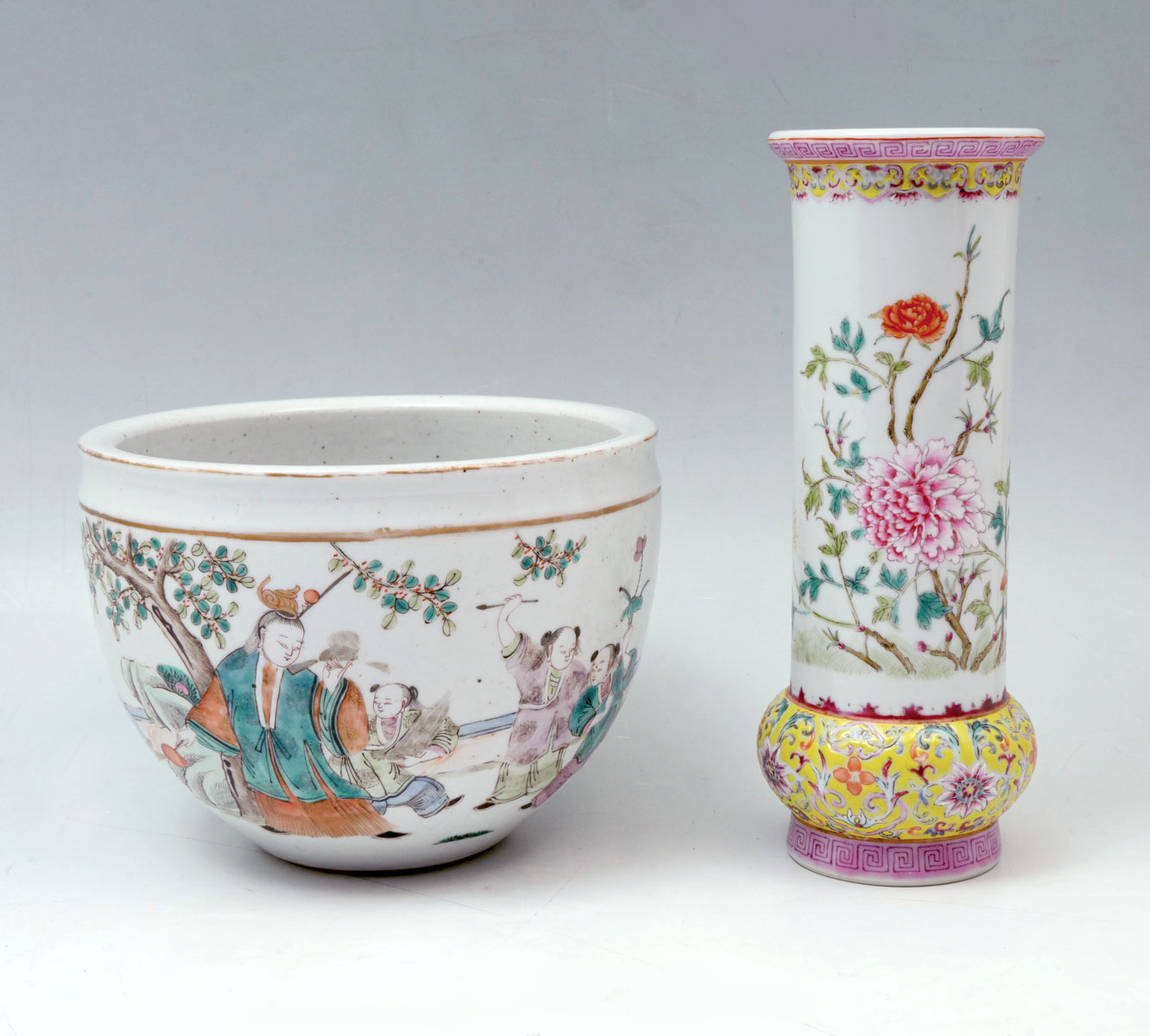 Appraisal: PC CHINESE FAMILLE ROSE VASES Comprising - Vase with a