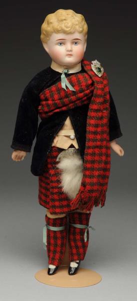 Appraisal: Original German Scots Boy Doll German bisque shoulder head with