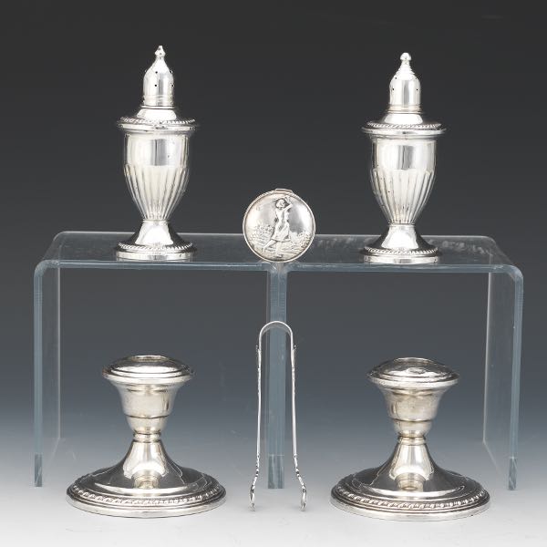 Appraisal: A SET OF STERLING SILVER TABLE ARTICLES Including two weighted