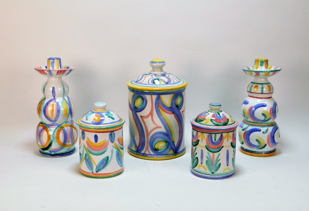 Appraisal: PC VIETRI ITALIAN ART POTTERY CANISTER GROUP Italy th CenturyIncludes