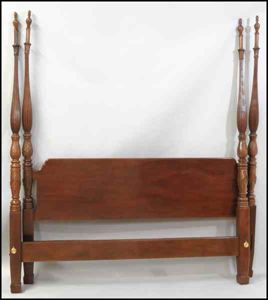 Appraisal: BAKER MAHOGANY FOUR POSTER BED Comprised of a headboard ''