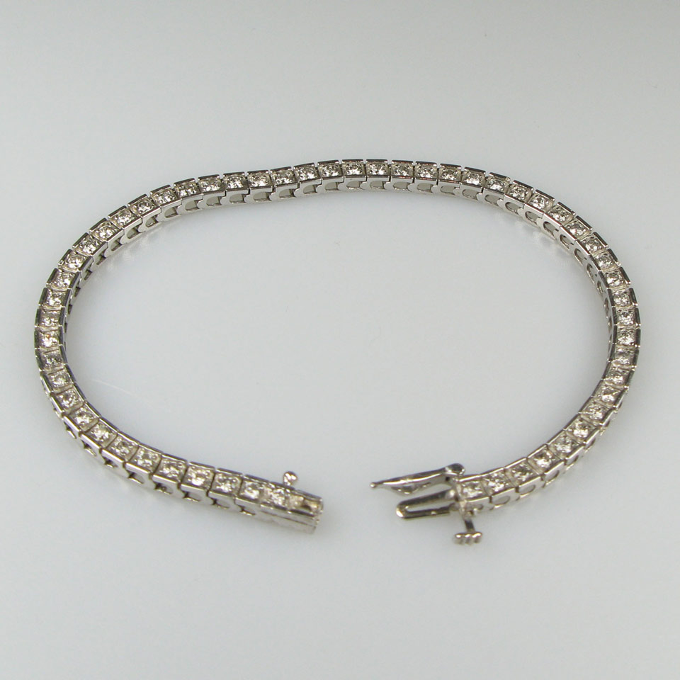 Appraisal: k White Gold Straightline Bracelet set with brilliant cut diamonds