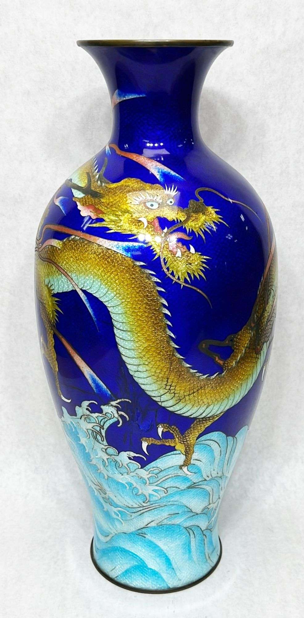 Appraisal: Large Japanese Meiji Period Ginbari Cloisonne Dragon Vase tall at